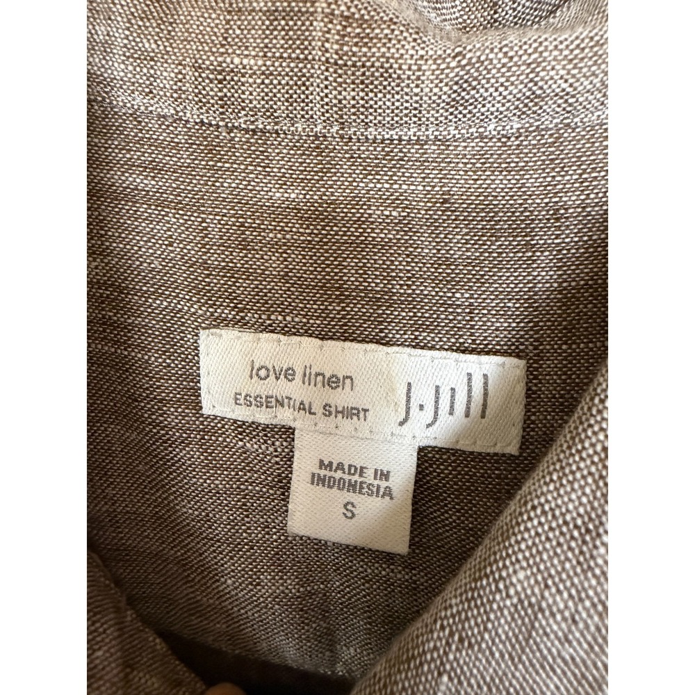 J. Jill Love Linen Essential Shirt Womens S Brown Button Down Long Sleeve Casual - Picture 3 of 8